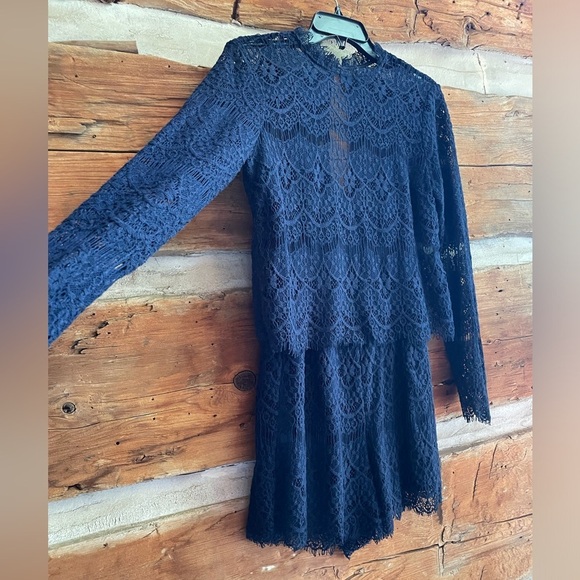 Anthropologie Brand Saylor| Navy Blue Lace Jumper Romper - Small - Wedding Guest - Picture 3 of 9